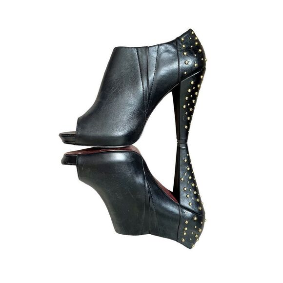 Steve Madden Studded Peep Toe Black Leather High Heel Booties size 10 - Picture 2 of 15